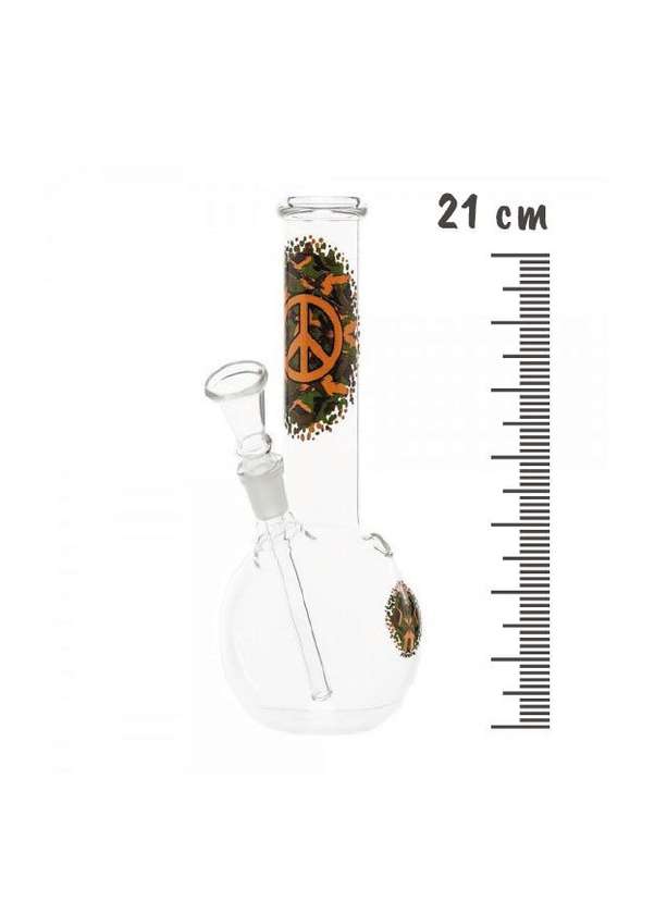 Bongo de vidro Peace castanho 21cm cod:LG12