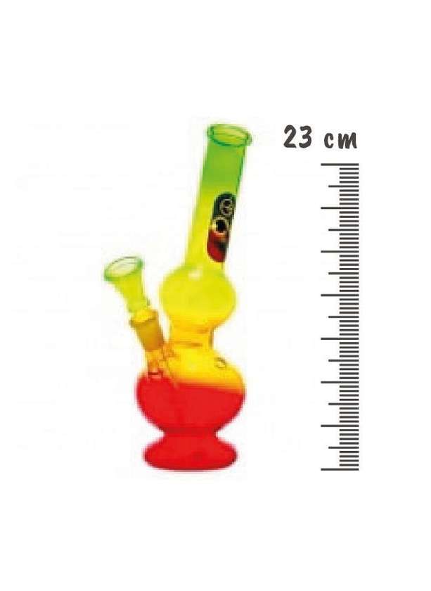 Bongo de vidro rasta 23cm inclinado 420 cod:LG19