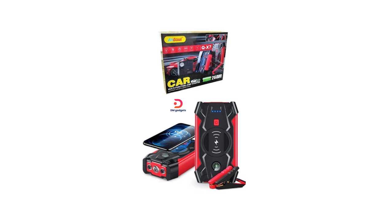 #340B6#Andowl®Q-X7 Car Battery Multi-Function Jump Starter 26000 mAh Black-Red