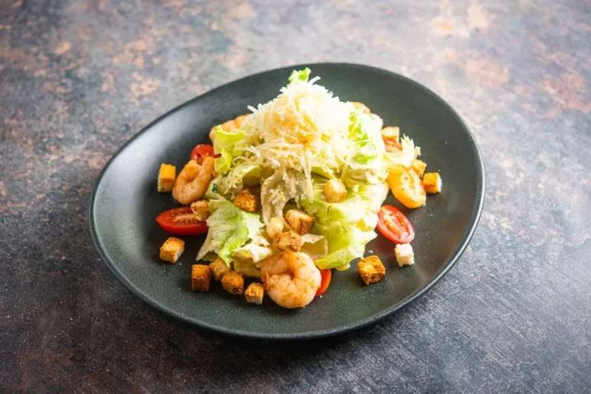 Caesar salad with shrimp