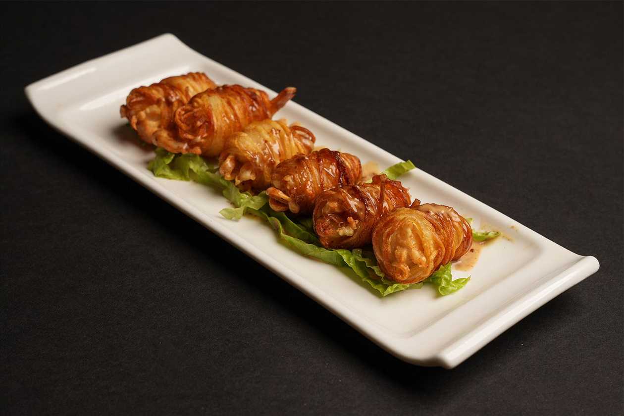 Shrimp Wrapped in Potato Strings