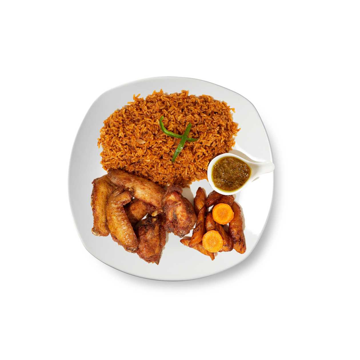 Jollof with 6pcs Chicken Wings
