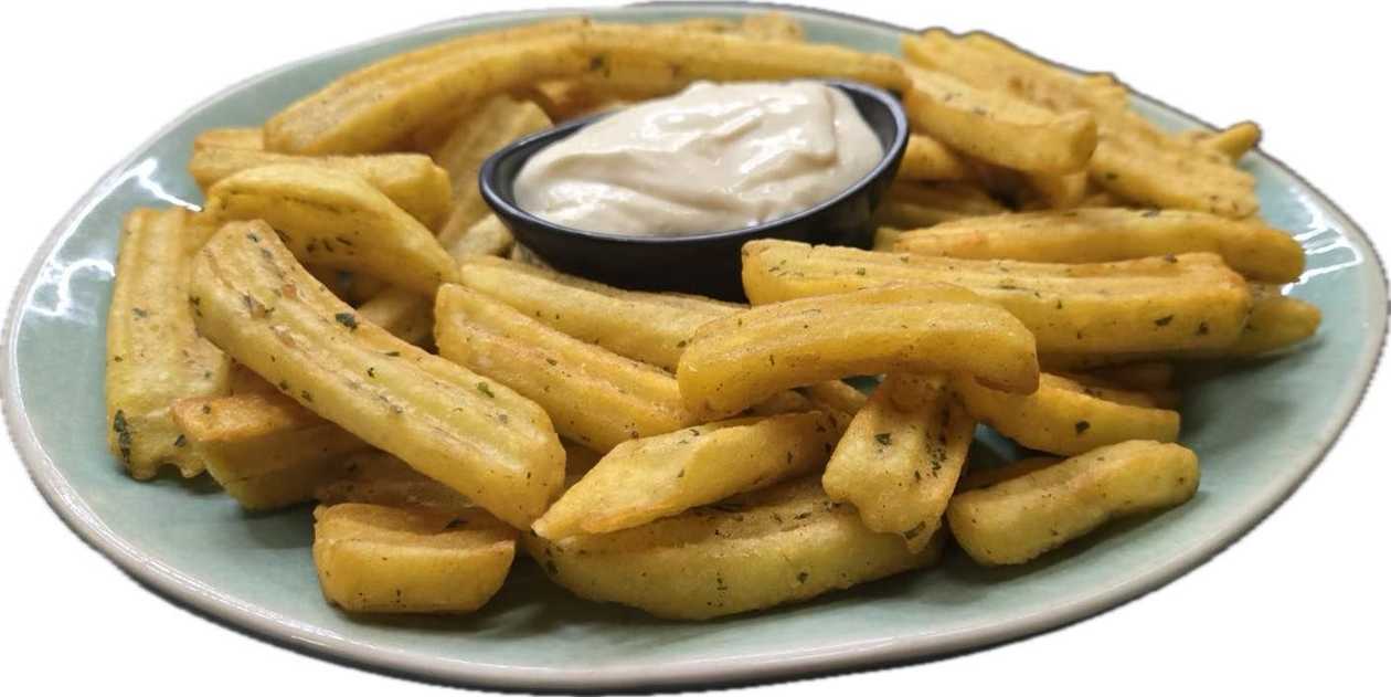 Хрупкави билкови картофи с чеснова майонеза