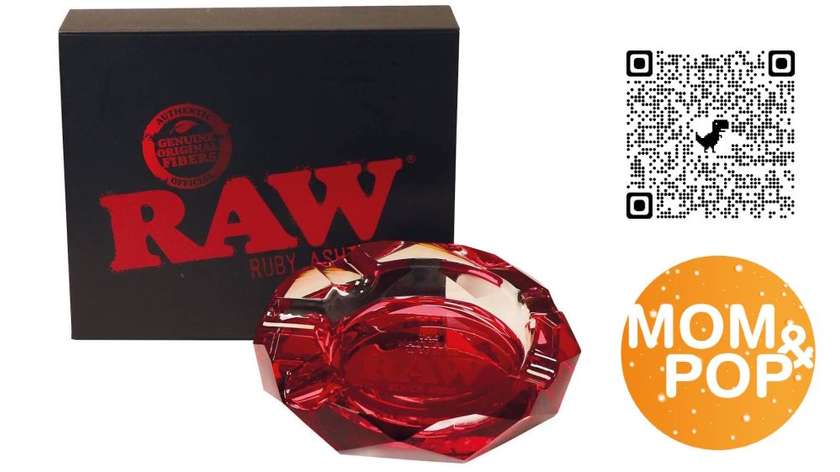 🆕 RAW Ruby Red Glass Ashtray, 11.5cm