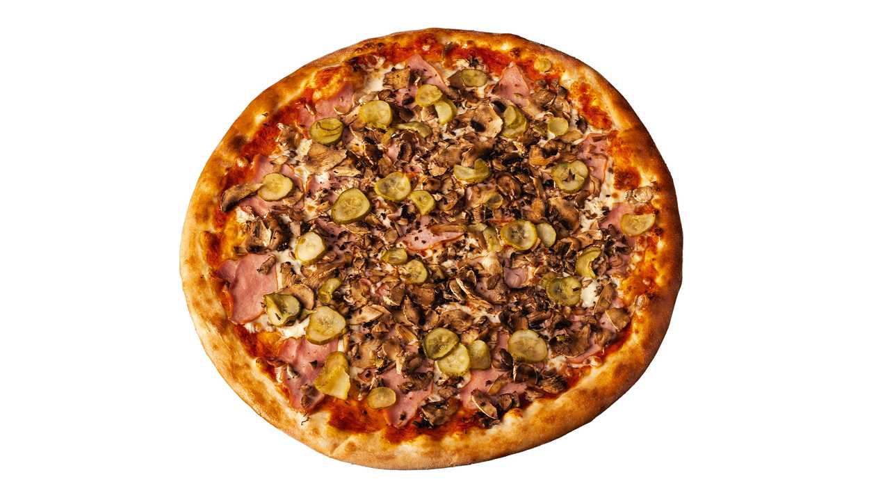 With ham and mushrooms