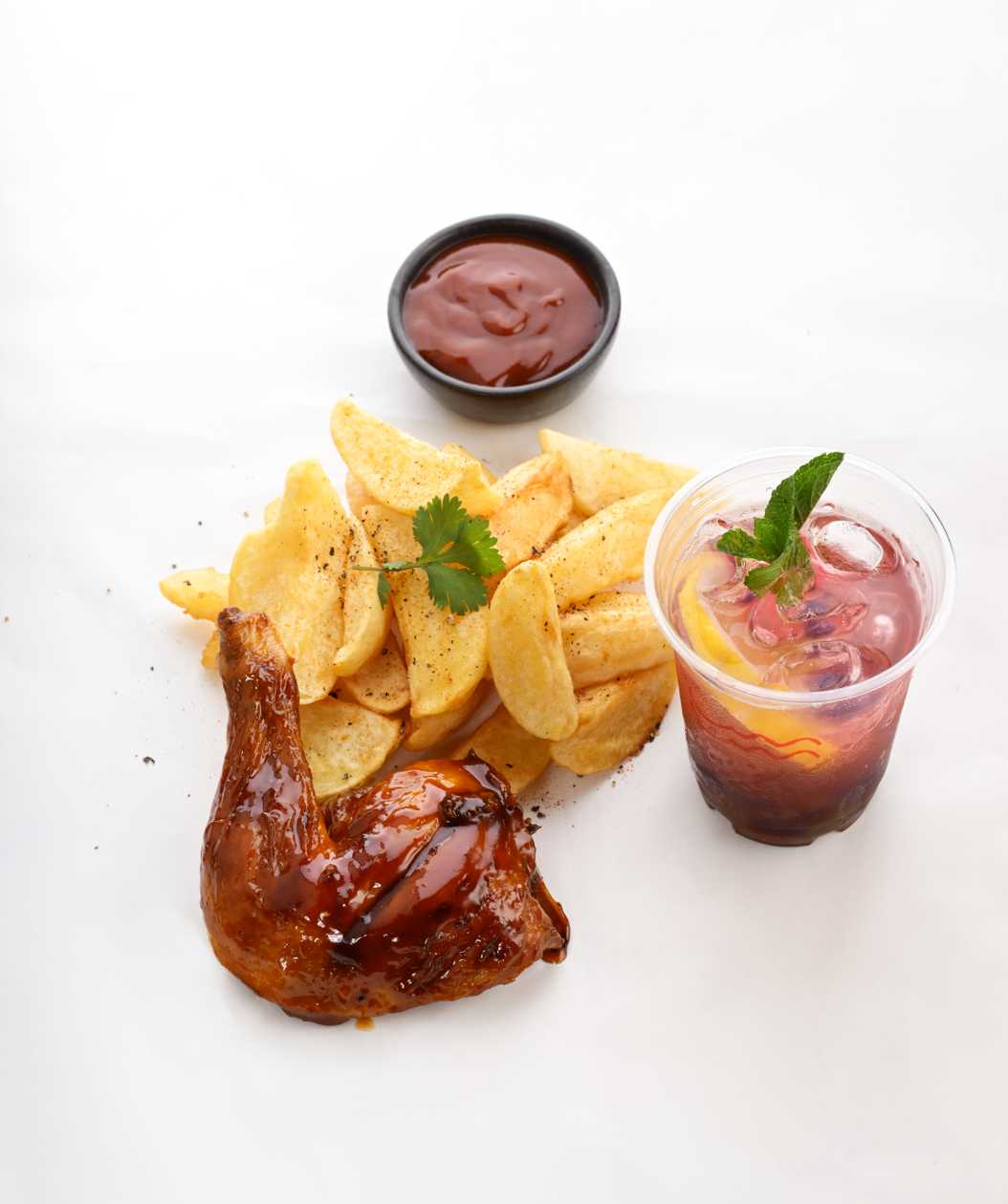 1/4 Honey Lemon Chicken With Chips and Boba/Milkshake