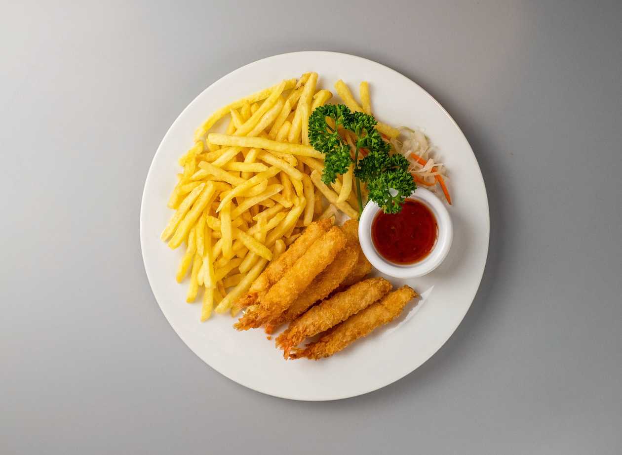 A49. Fried shrimp with fries
