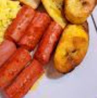 Fried plantain with sausage