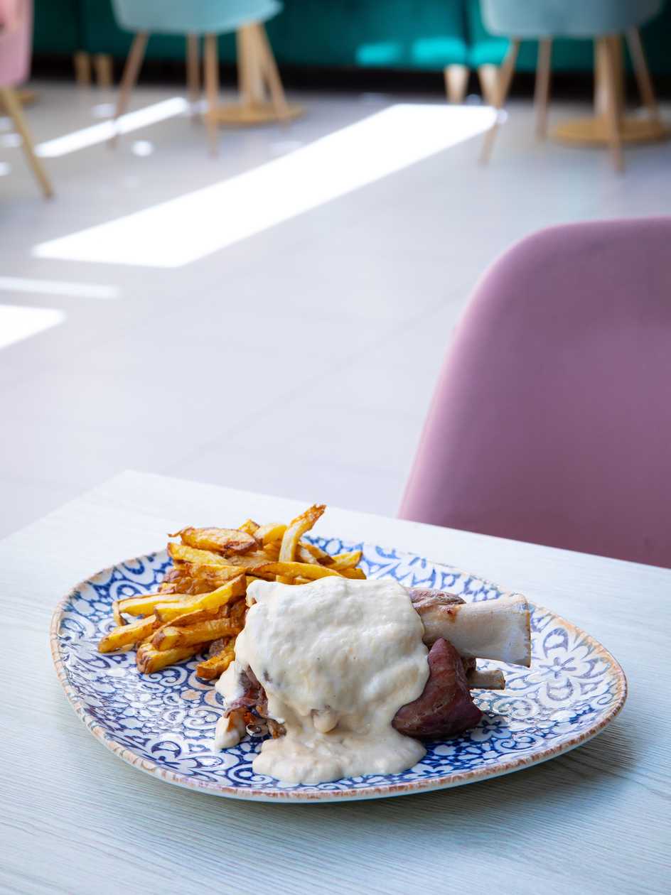 Smoked Ham Hock Baked with Smoked Cheese Sauce and Scalloped Potatoes