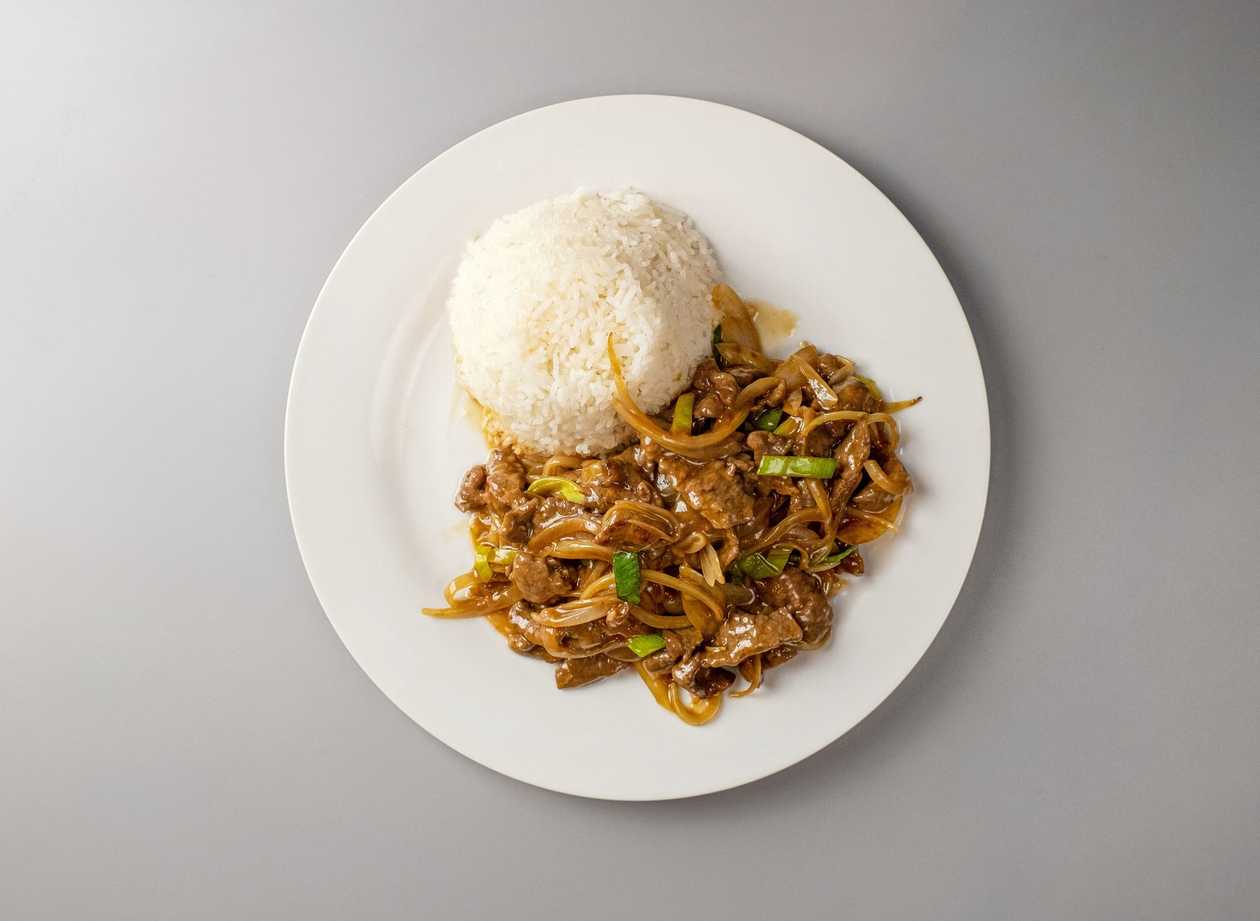 A36. Beef with onions and rice