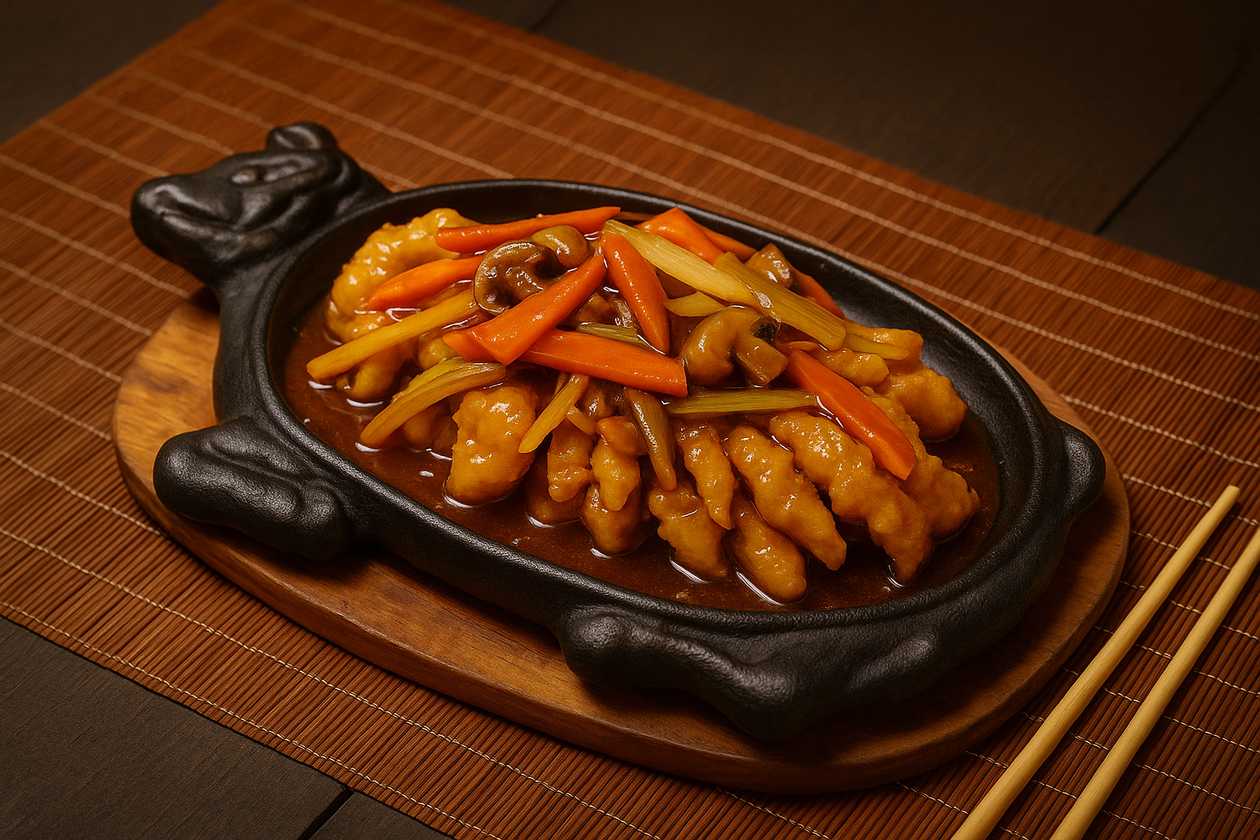 E6 karpio filė karštoje lėkštėje