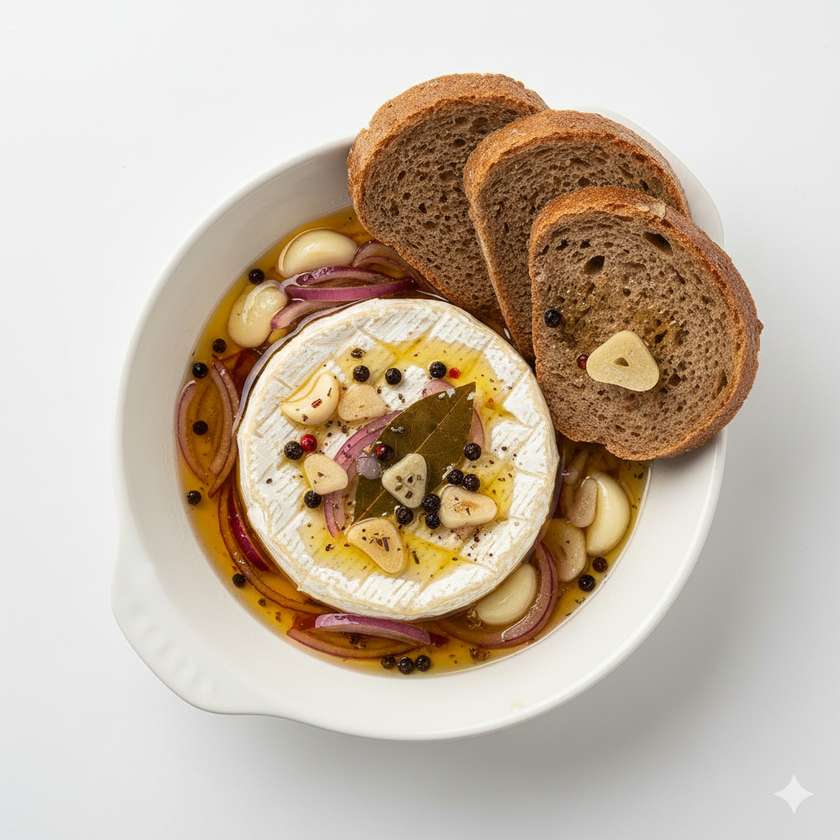 Pickled Camembert, bread