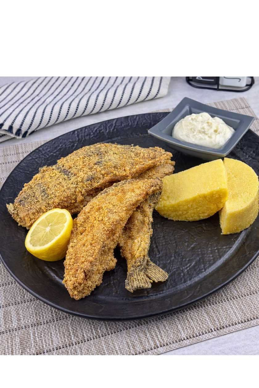 Fried Carp with Polenta and Garlic Sauce