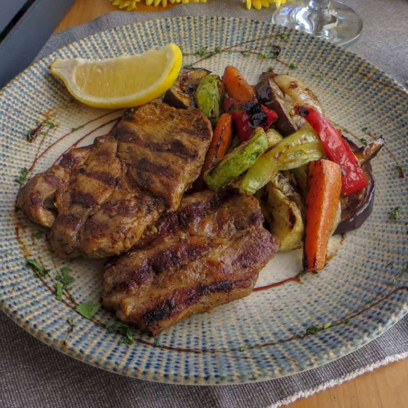 Pork Neck with Roasted Vegetables
