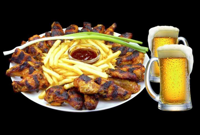 Wings, Beer, and Potatoes Platter