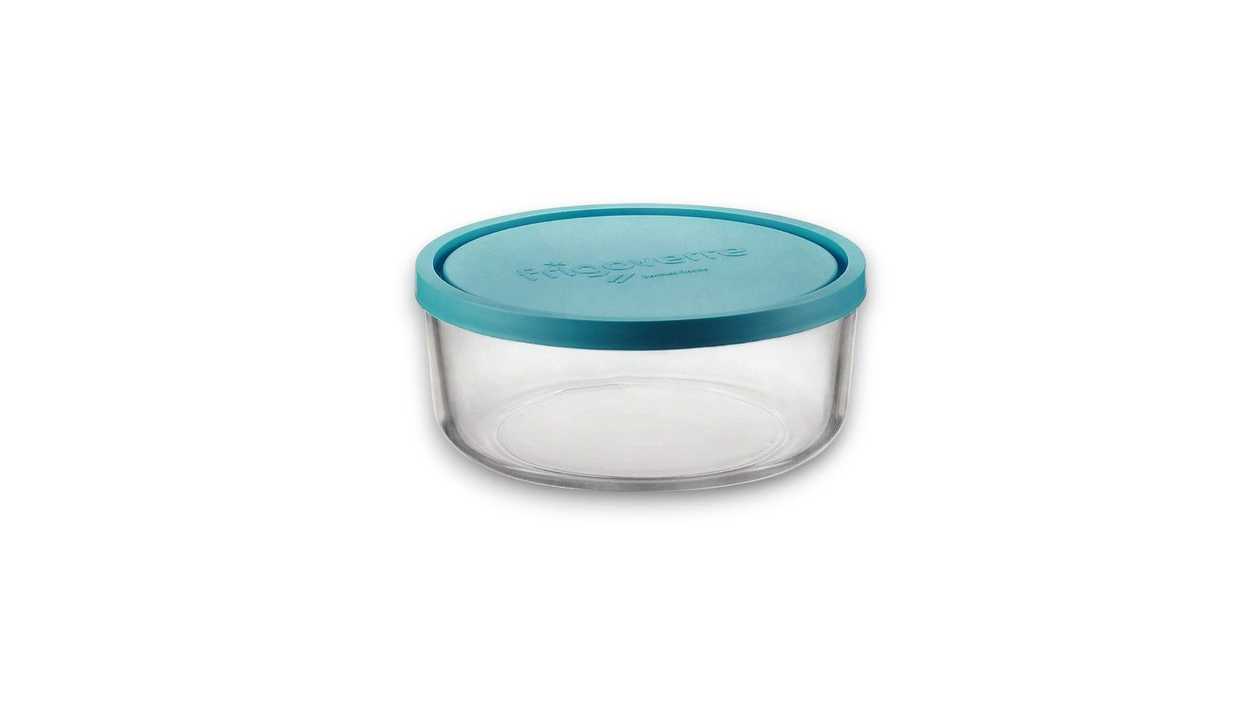 Glass Storage Container, Flat, Round, Medium Size, 1111111111489