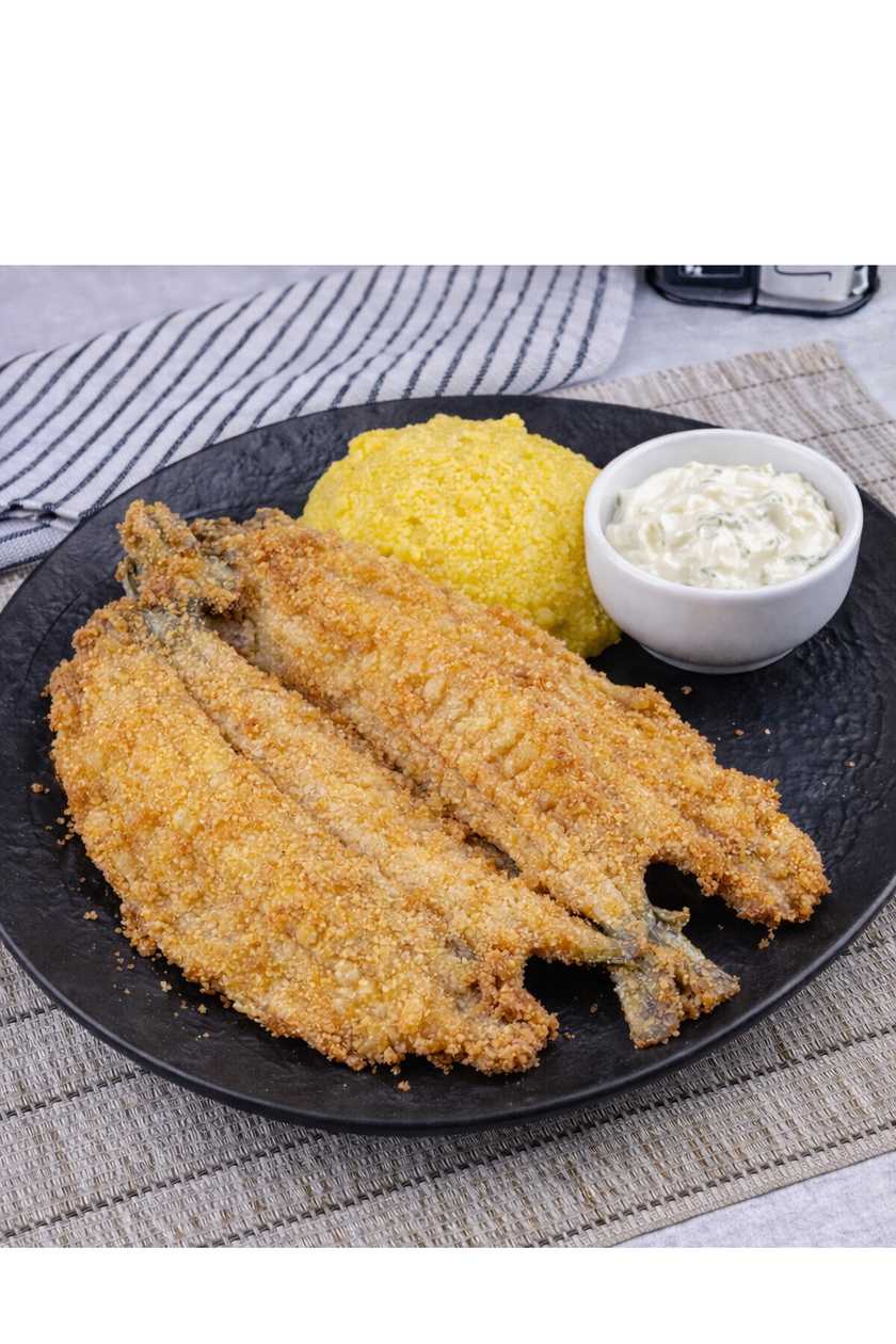 Crispy Trout with Polenta and Garlic Sauce