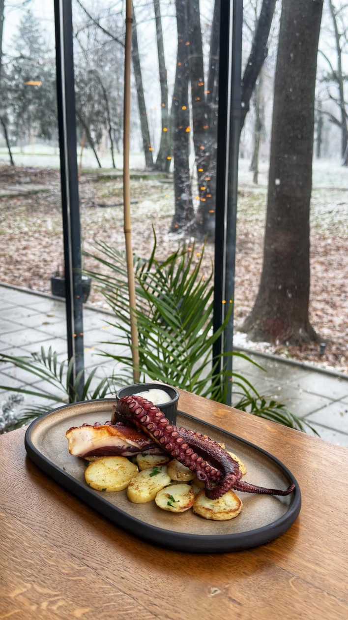 Tentacule de caracatiță cu cartofi canarioți