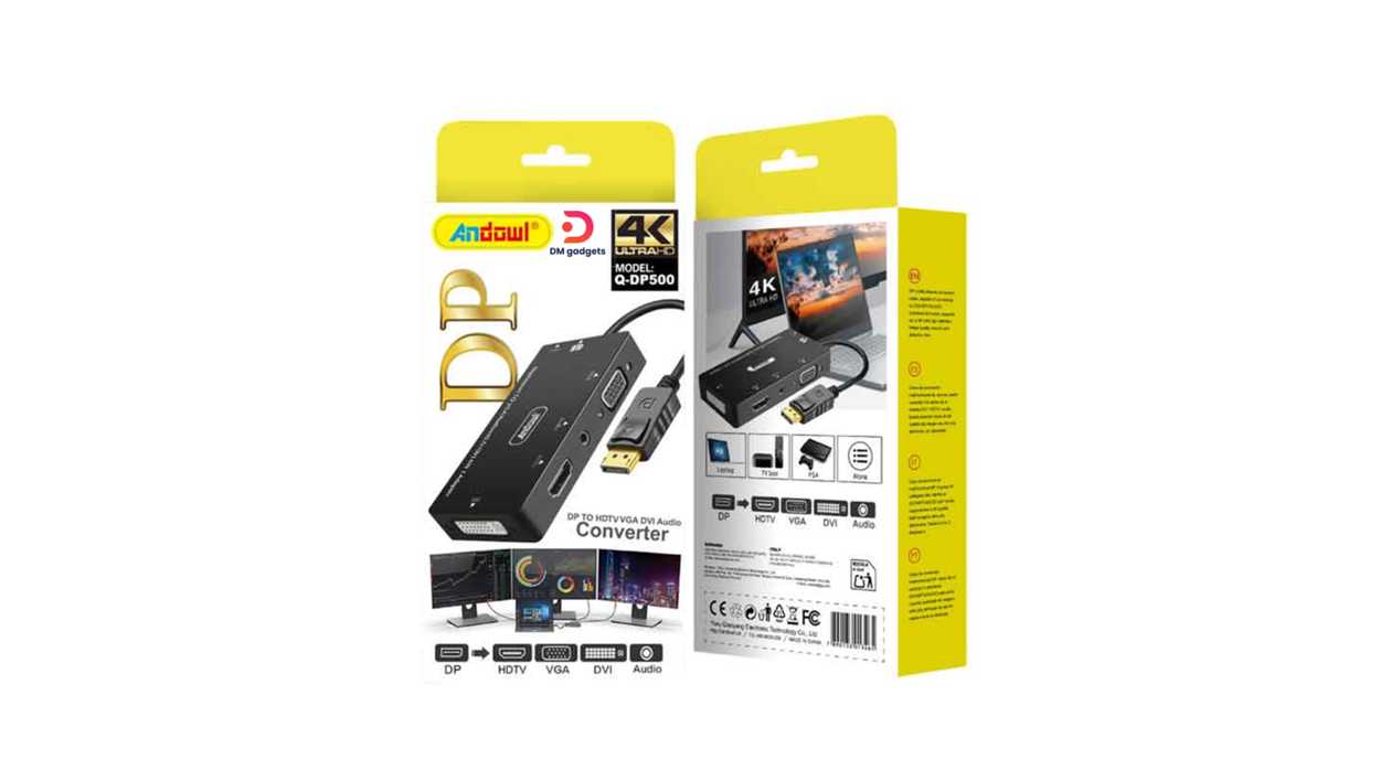 #563B#Andowl®DisplayPort to HDMI VGA DVI Audio Converter 4K – Black