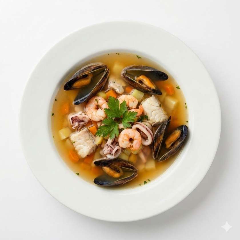 Polévka s mořskými plody