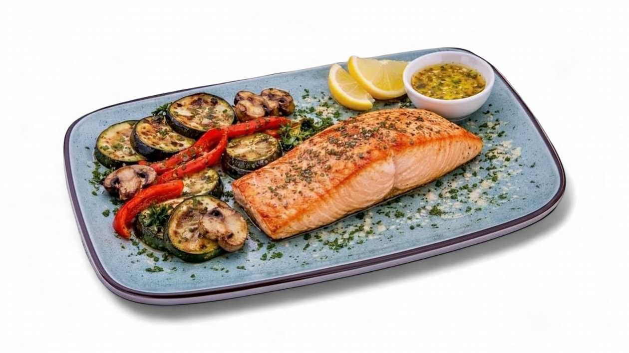 Grilled Salmon Fillet with Vegetables 350g