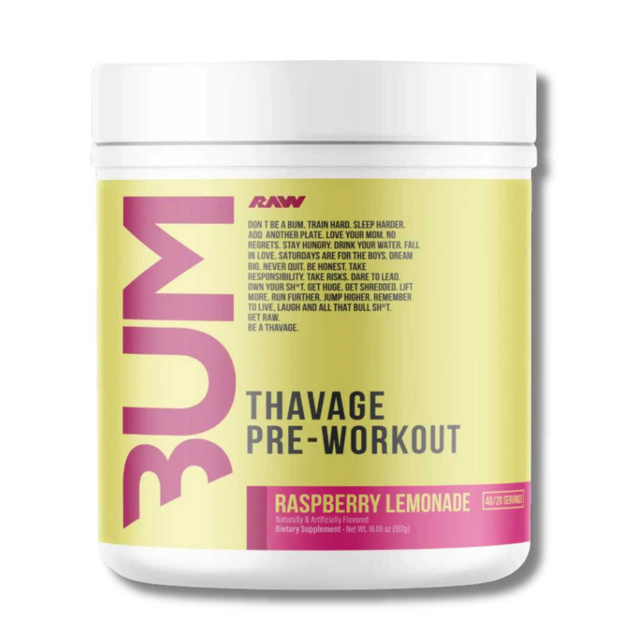 Raw Nutrition Thavage Pre-Workout (20/40 Servings) - Raspberry Lemonade