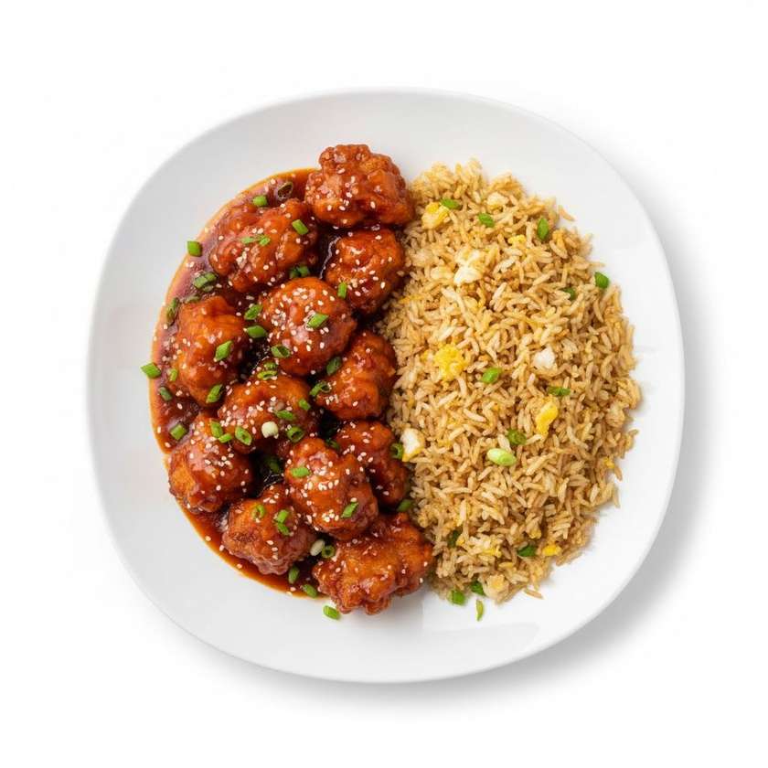 Chicken Manchurian z ryżem smażonym z Jajkiem