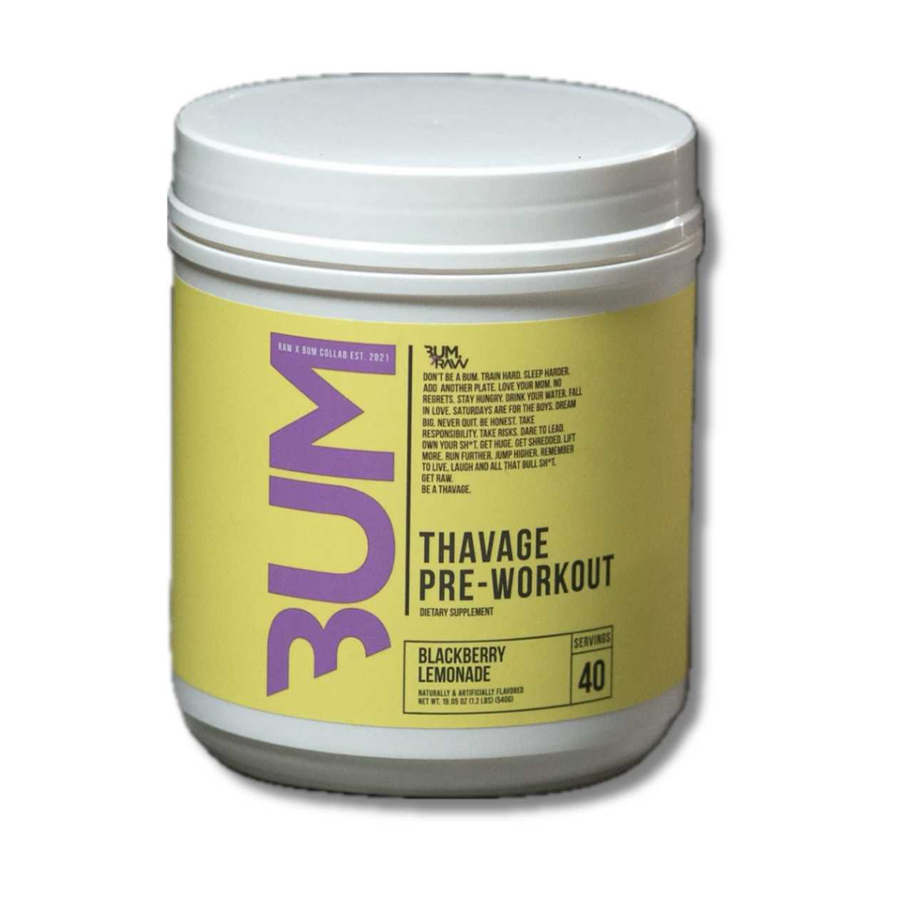 Raw Nutrition Thavage Pre-Workout (20/40 Servings) - Blackberry Lemonade