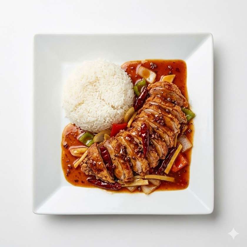 Kachna po Sečuánsku s rýží