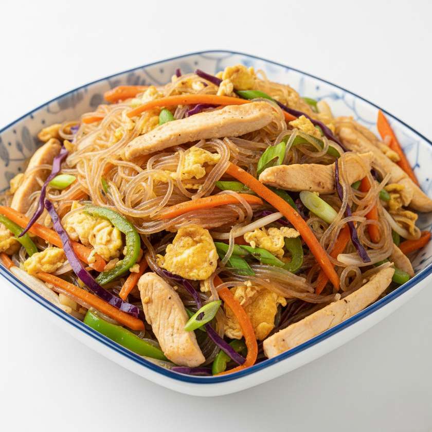 54. Stir Fried glass noodles with chicken