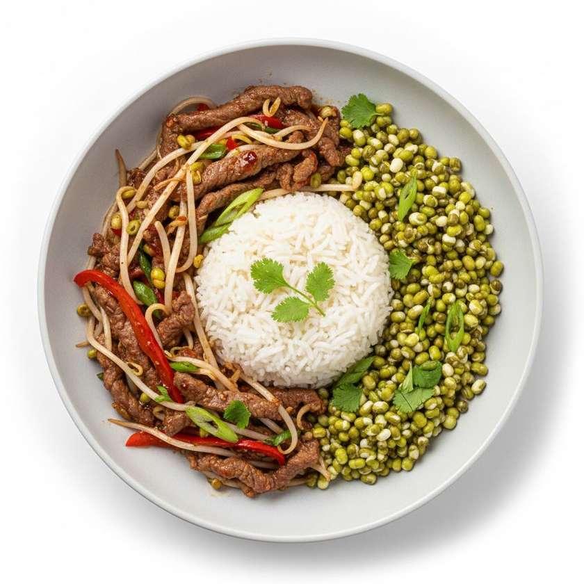 Hovězí s mungo klíčky a rýží