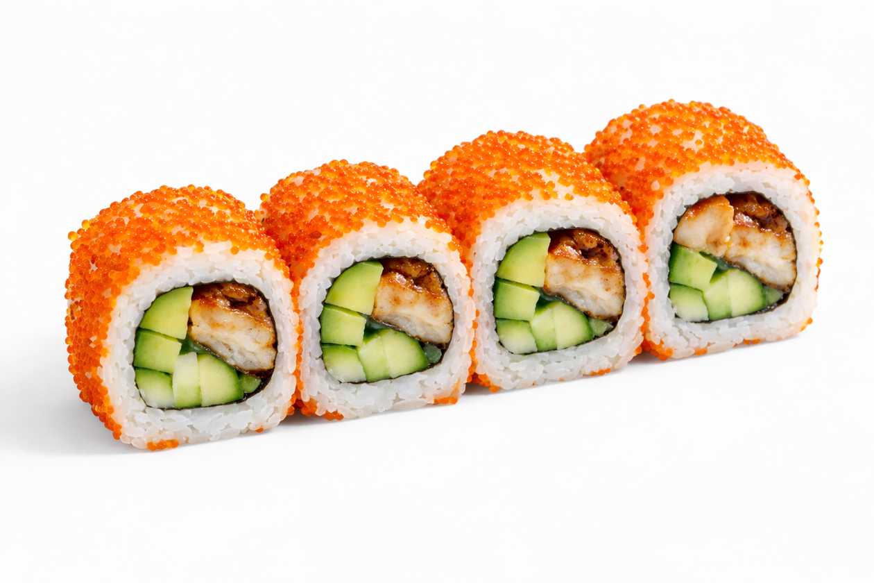 Uramaki unagi caviar