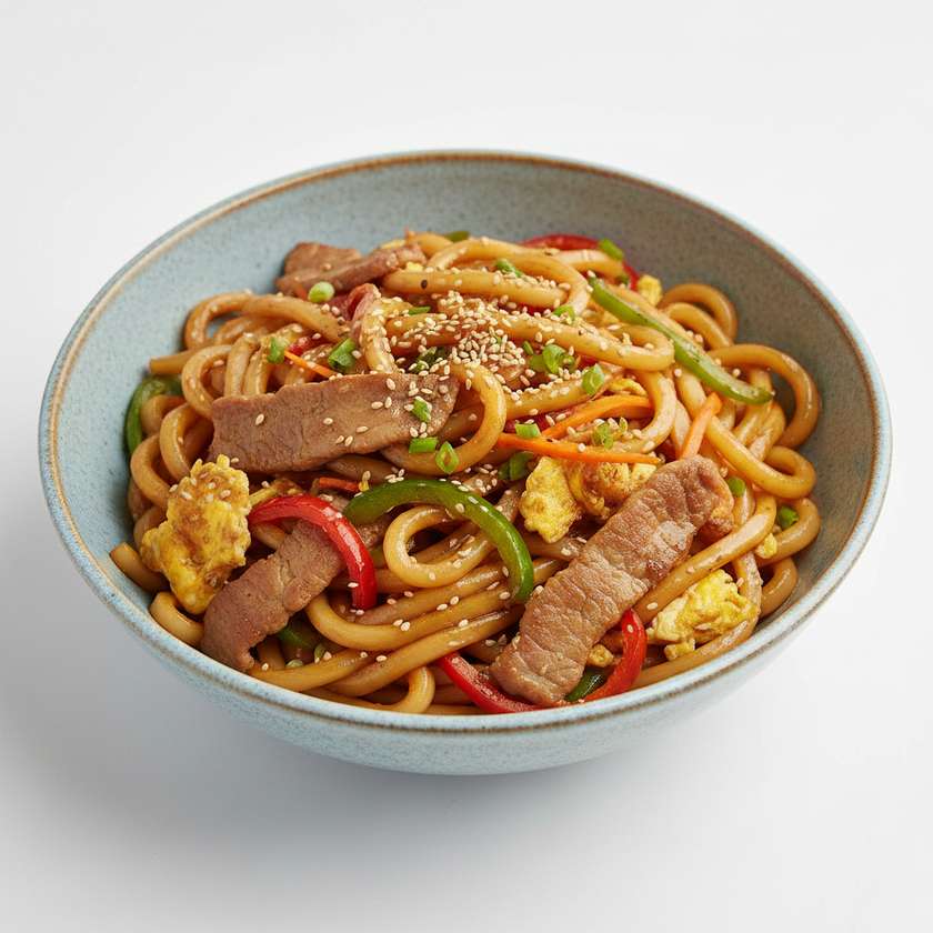 45. Stir Fried udon noodles with pork