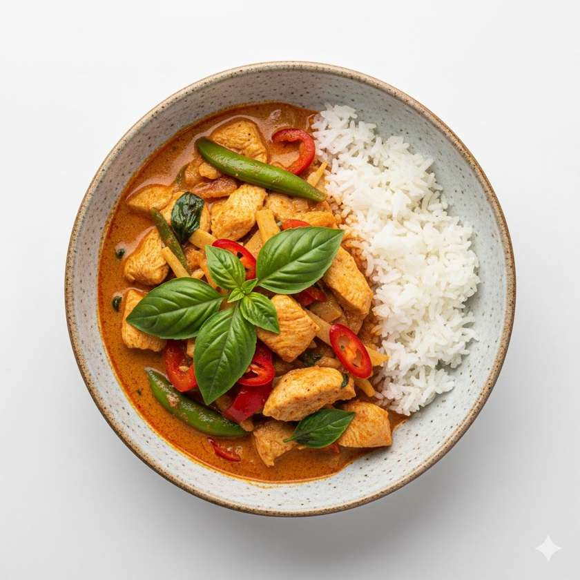 Červené kari s kuřecím masem