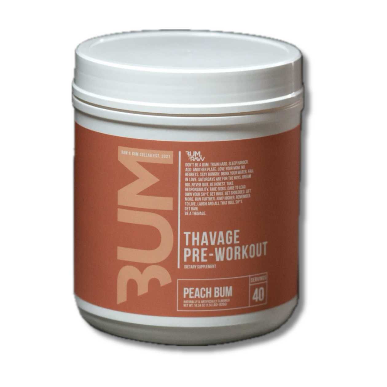 Raw Nutrition Thavage Pre-Workout (20/40 Servings) - Peach Bum