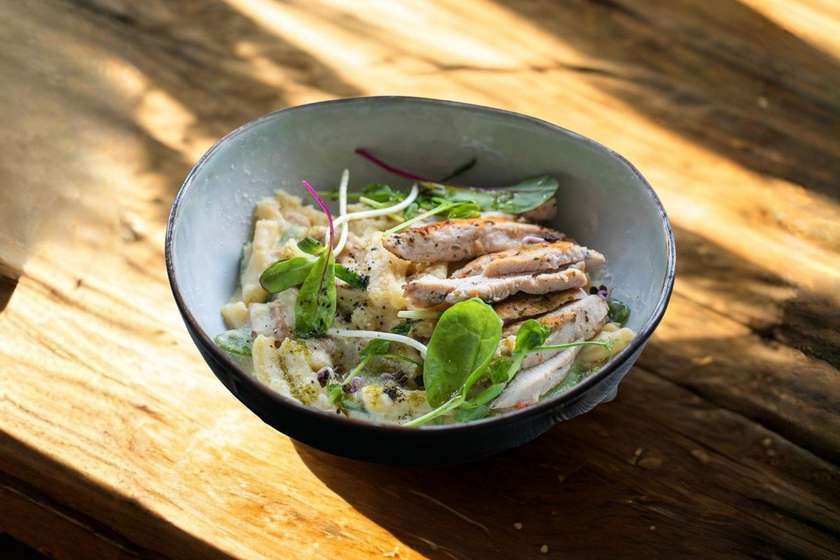 Homemade Casarecce Pasta with Chicken and Porcini Mushrooms