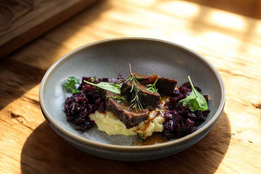 Slow-Cooked Beef Cheek with Beer Sauce