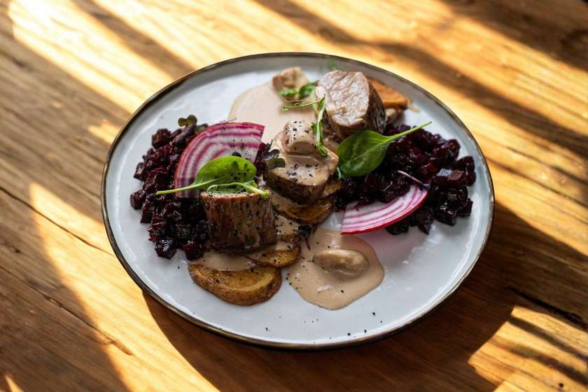 Pork Tenderloin Steak with Porcini Mushroom Sauce
