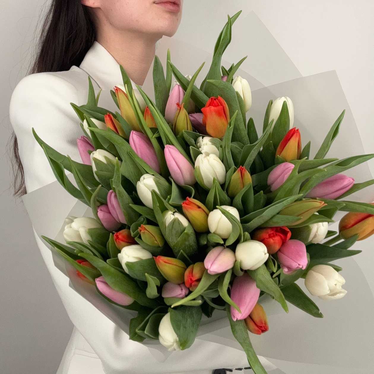 Bouquet of multicolored tulips 15 psc