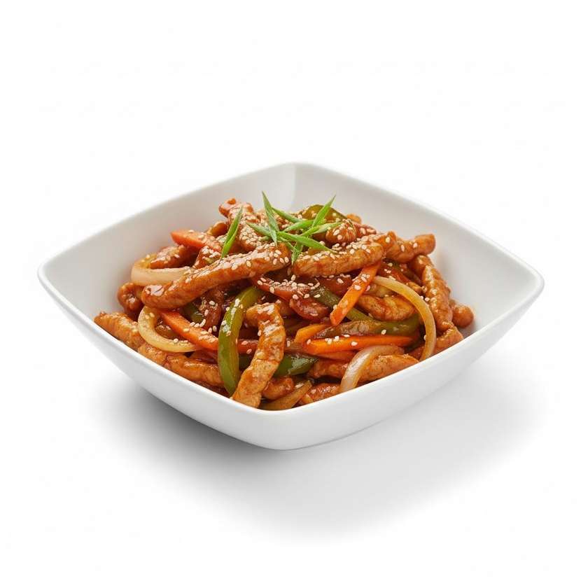 Pork strips in Peking sauce