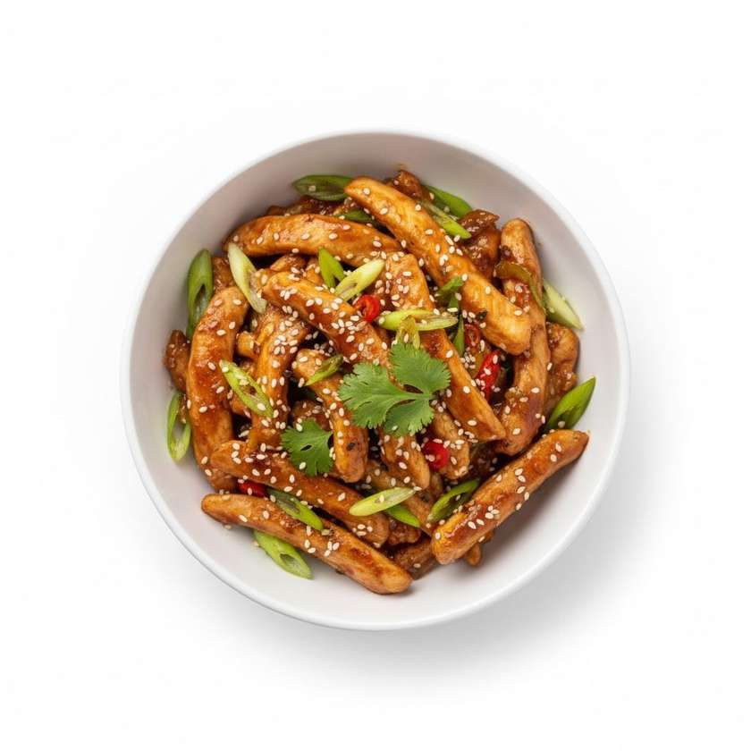 Chicken strips in Peking sauce