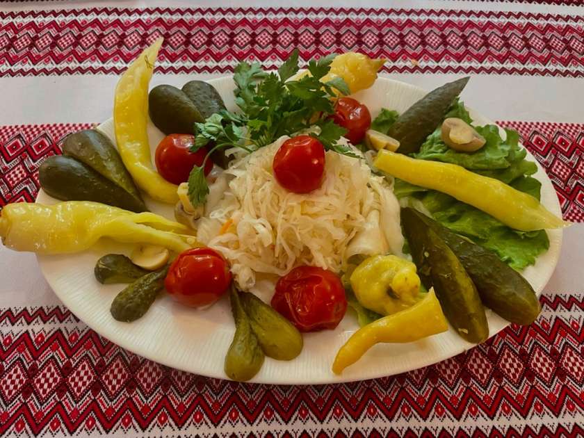 Platter of homemade pickles