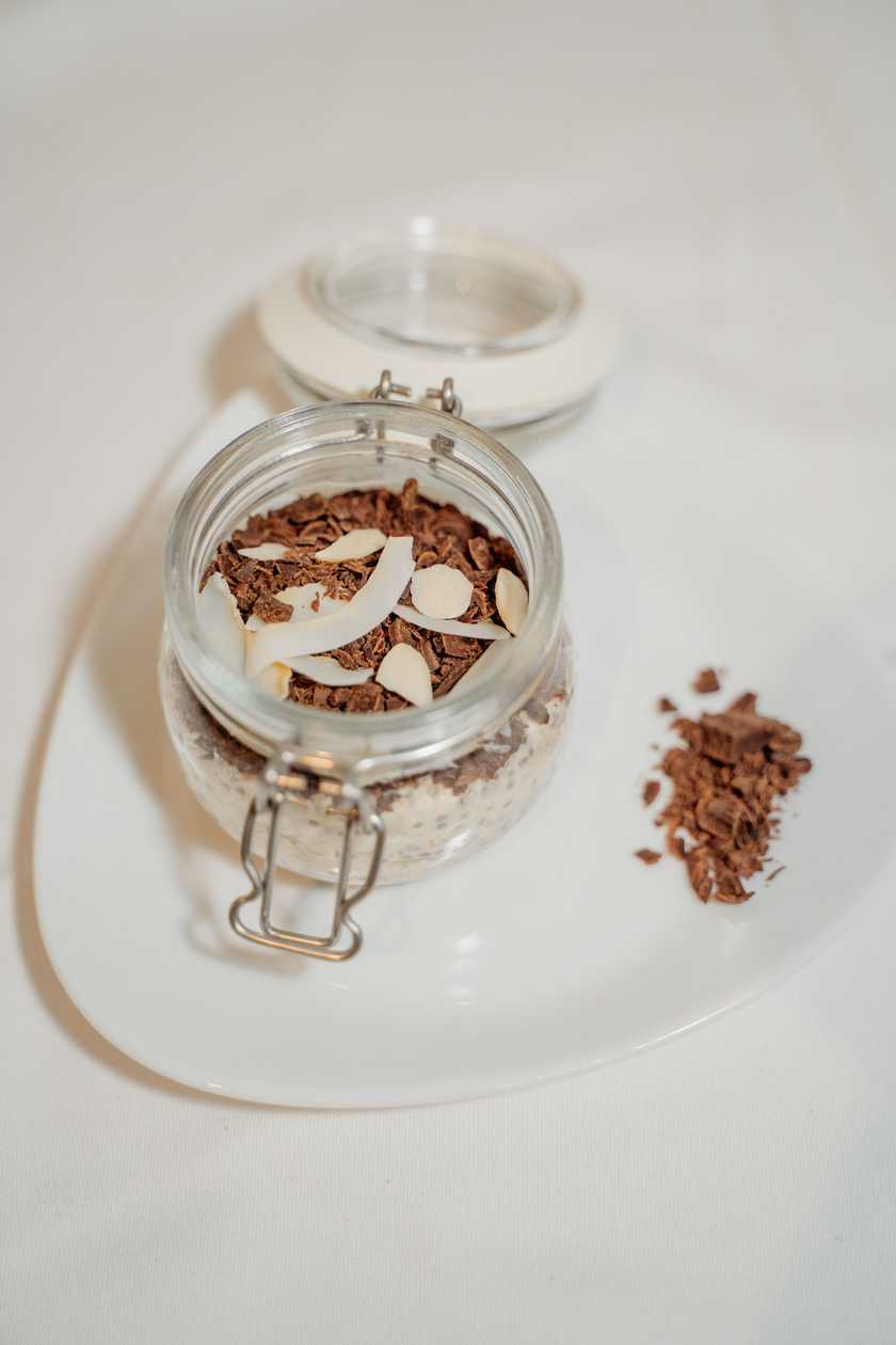 Overnight Oats Chocolate, Amêndoas e Coco