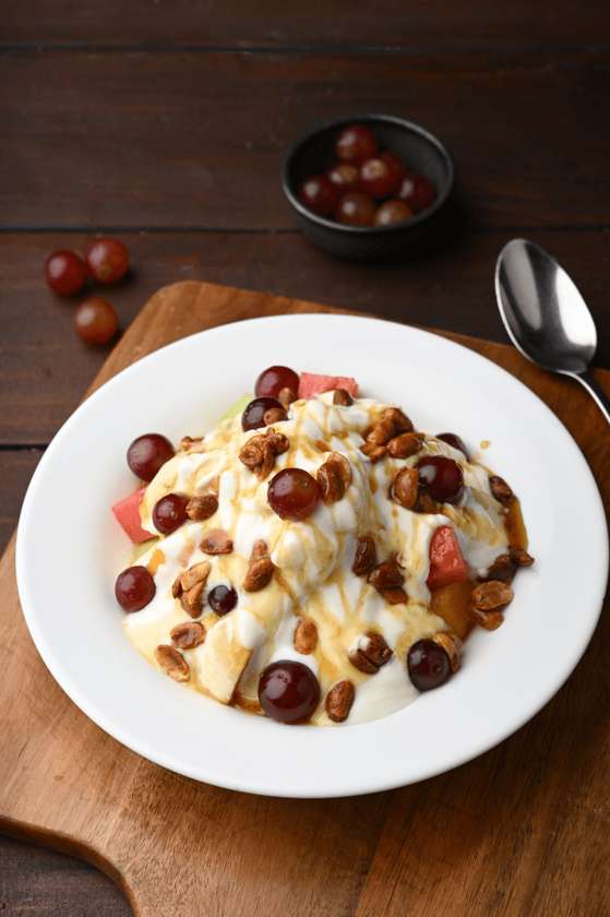 Fruit Salad with Yoghurt, Honey and Nuts
