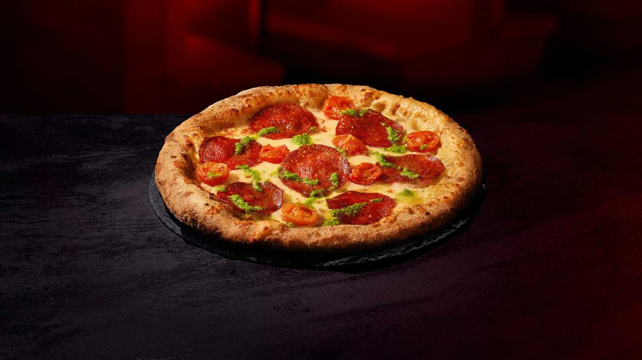 Pizza Pesto e Chouriço