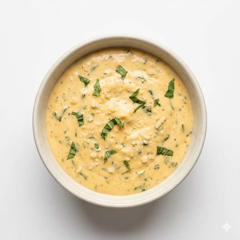 Pumpkin mayo with basil and parmesan
