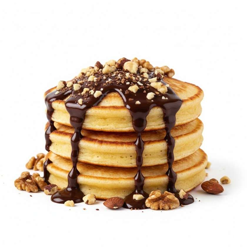 Pancakes with nuts and chocolate