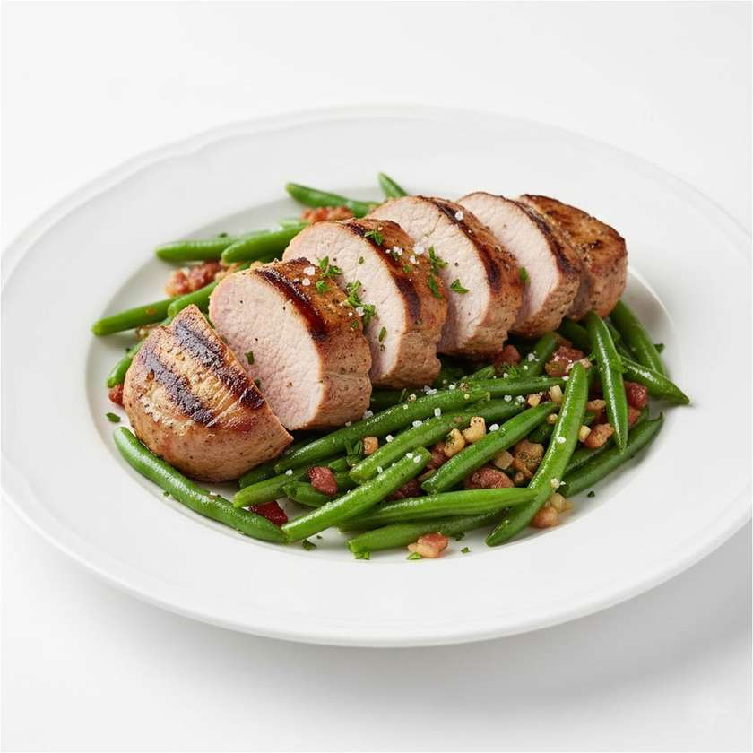 Grilled pork tenderloin with green beans