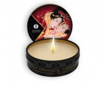 Vela para Massagem Afrodisíaca Shunga Champagne e Morango 30ml