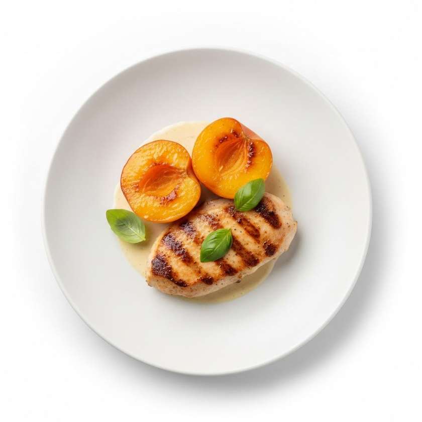 Chicken steak with peach and cheese